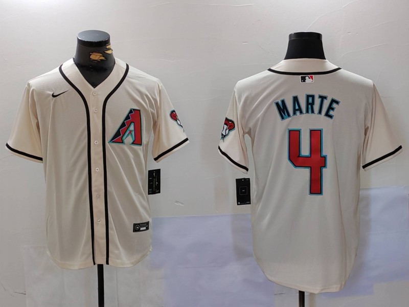 Men Arizona Diamondback #4 Marte Cream Game 2024 Nike MLB Jersey style 9121